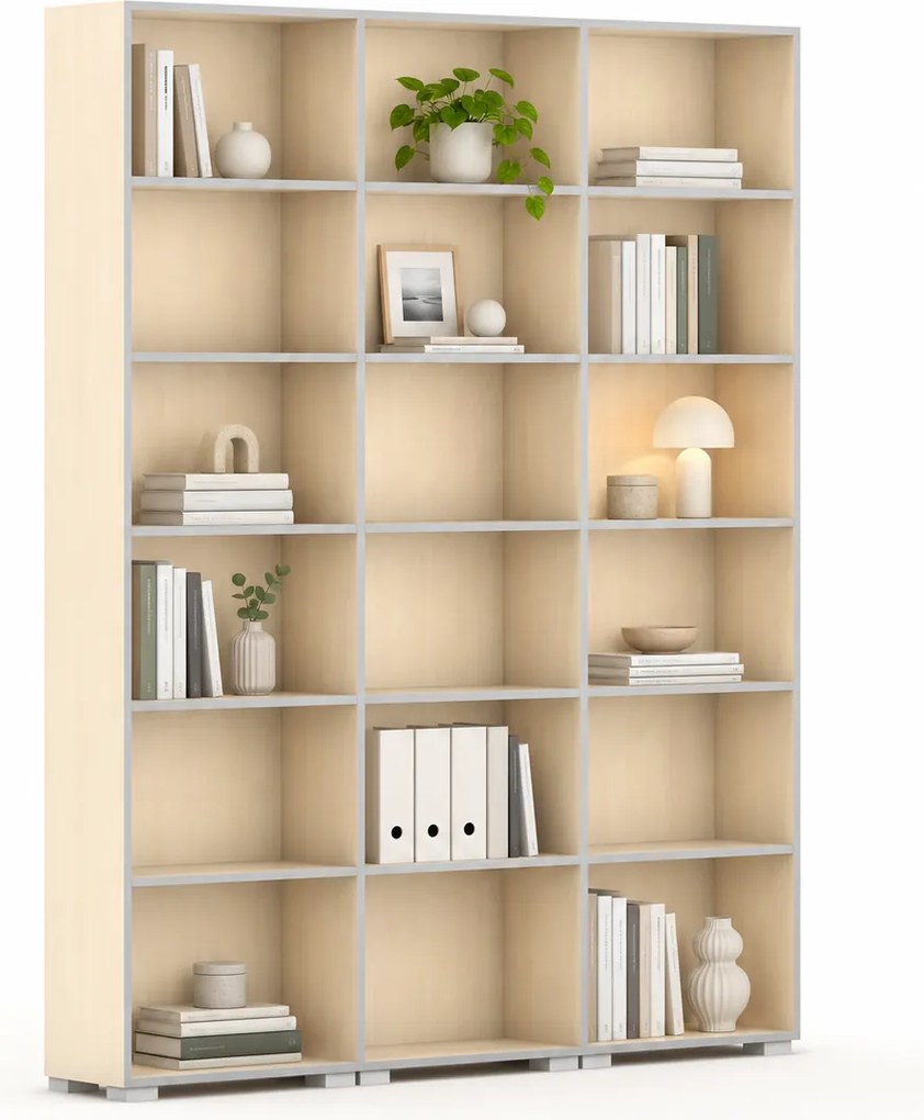 Biblioteka SILVER LINE, 3 kolumny, 2230 x 1800 x 400 mm, brzoza
