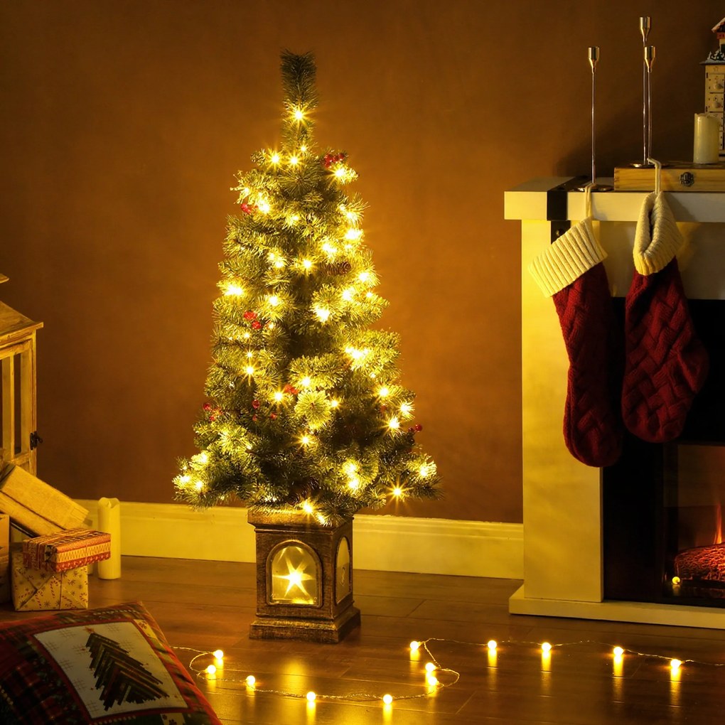 HOMCOM Sztuczna choinka 120 cm z 100 LED, 8 trybów, 214 gałązek | Aosom PL