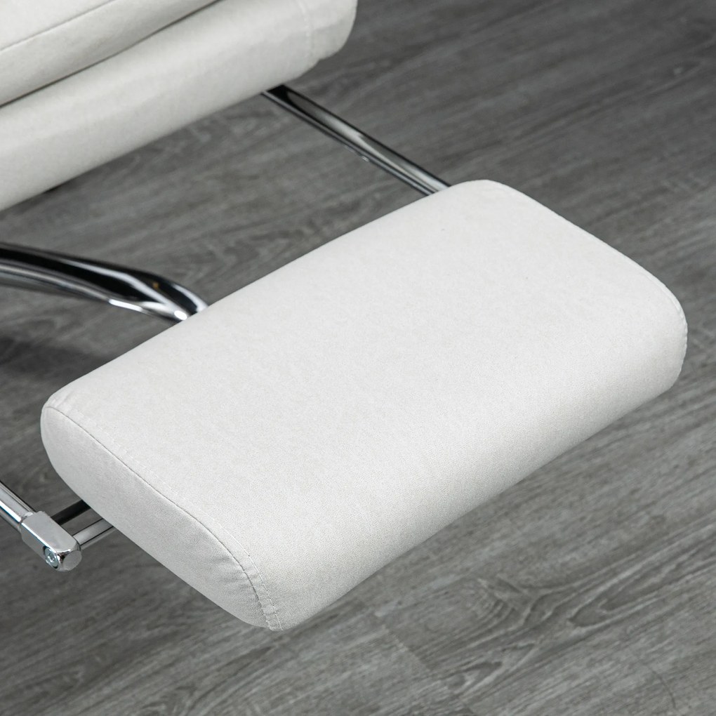 Vinsetto Fotel biurowy z masażem i podnóżkiem funkcja grzania regulowana wysokość kremowy | Aosom PL