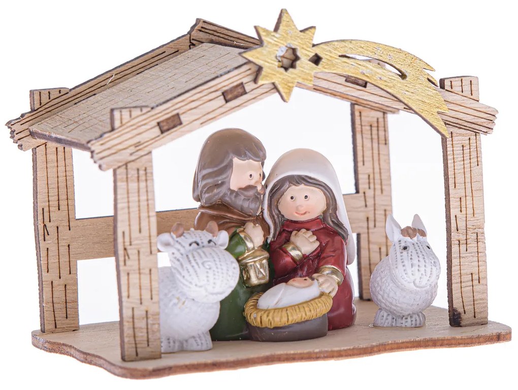 Szopka bożonarodzeniowa z kometą 9,5 x 7,2 x 6 cm, beżowy