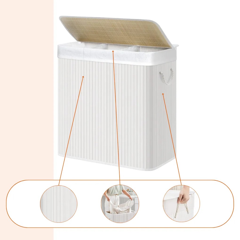 Kosz na bieliznę DORA, 150 l, biała SongmicsHome