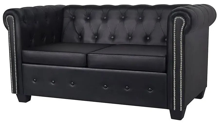 2-osobowa czarna sofa w stylu Chesterfield - Charlotte 2Q