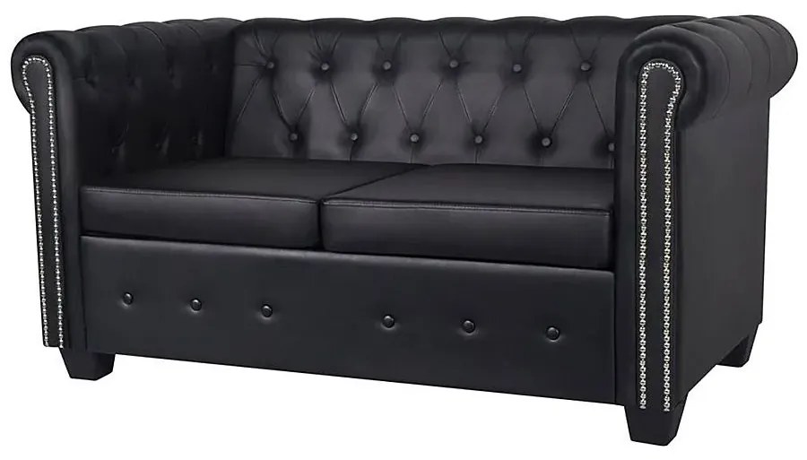 2-osobowa czarna sofa w stylu Chesterfield - Xavier 2Q