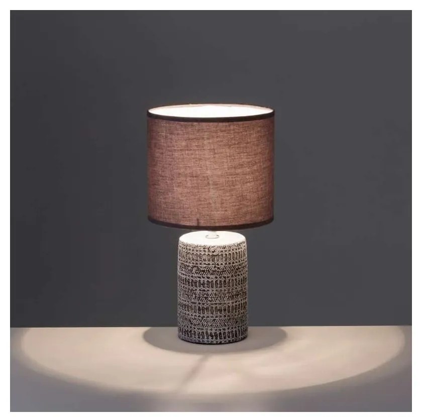 Brązowa lampa stołowa z tekstylnym kloszem (wys. 33,5 cm) – Casa Selección