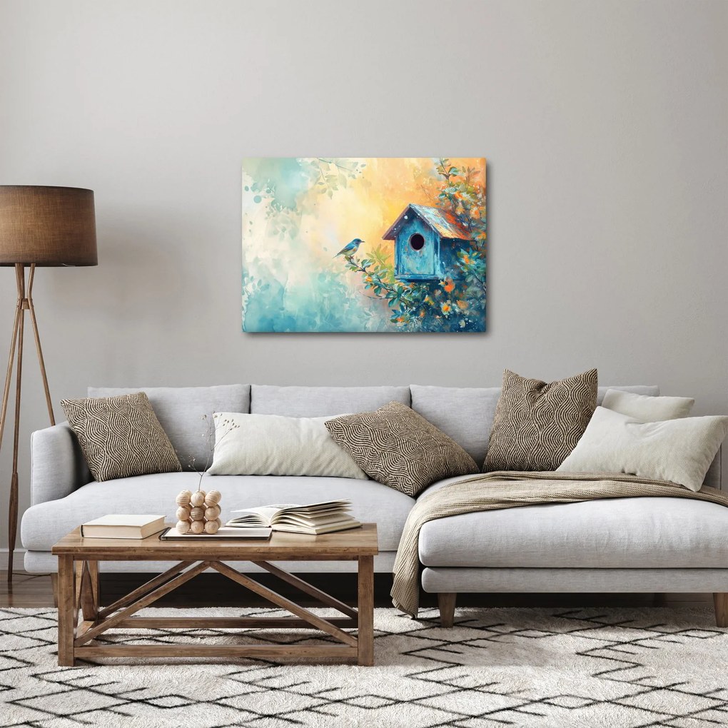 Obraz - Domek dla ptaków, akwarela (70x50 cm)