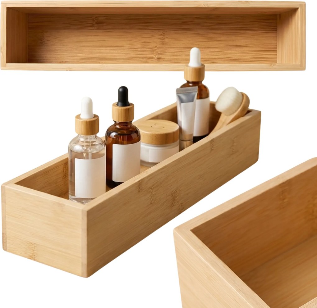 Organizer biurkowy bambusowy, 38 x 8 x 7 cm