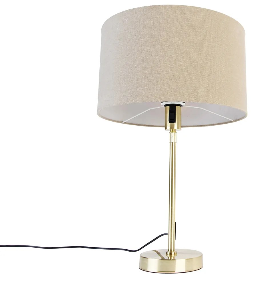 Lampa stołowa złota regulowana z kloszem jasnobrązowym 35 cm - ParteDesignerski Oswietlenie wewnetrzne