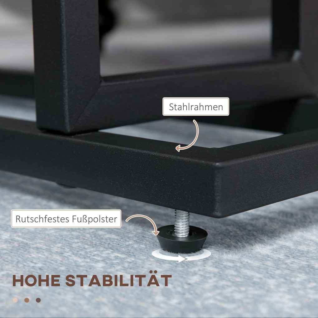 HOMCOM Stolik pomocniczy, stolik nocny, smukła konstrukcja, z kieszenią na materiały, stal, ciemnobrązowy+czarny, 49 x 19 x 55 cm