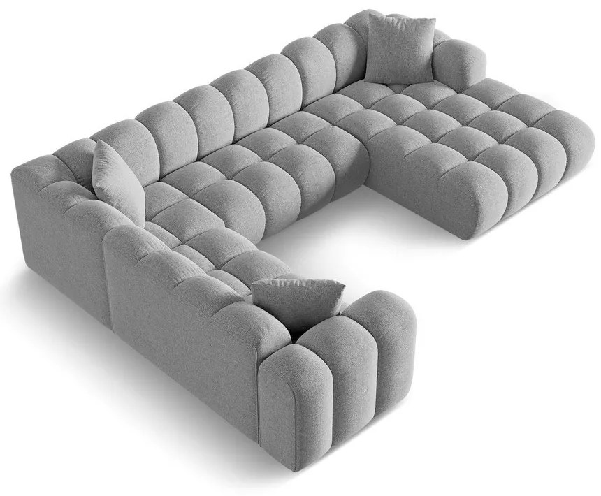 Jasnoszary narożnik z tkaniny szenilowej (lewostronny/w kształcie litery U) Treno – Cosmopolitan Design
