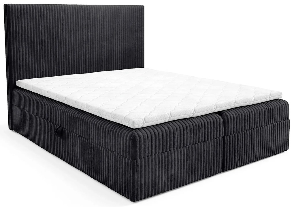 Czarne łóżko kontynentalne z pojemnikiem 5 rozmiarów A2-M56