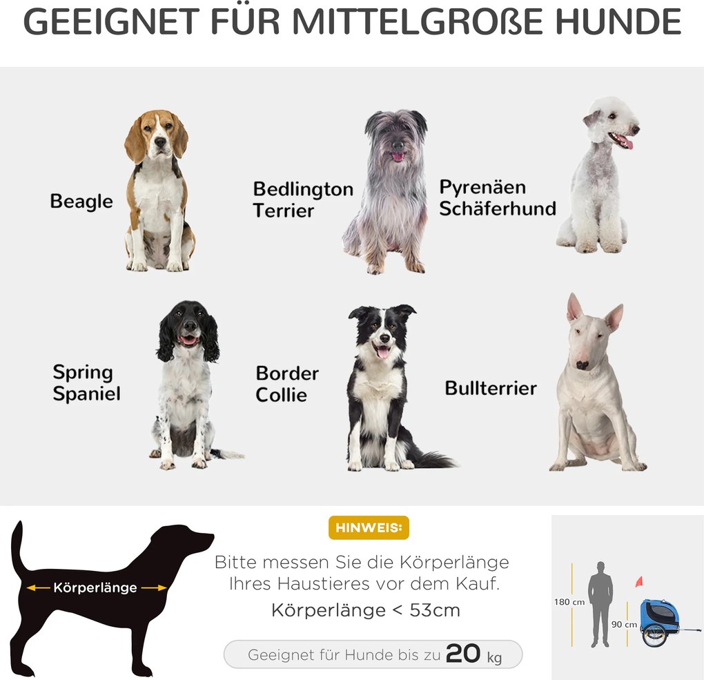 PawHut przyczepka rowerowa dla psa jazda rowerem z psem przyczepa kolor niebieski + czarny