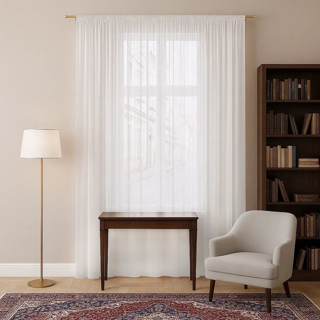 Firana gotowa Woal na taśmie 200x250 biała nowoczesna żabki tunel