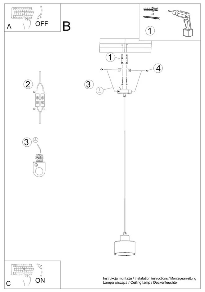 Czarna lampa wisząca ø 12 cm Alastro – Nice Lamps