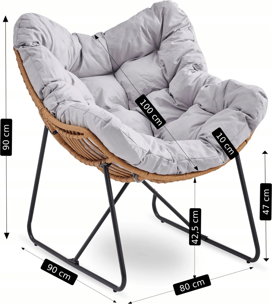 Fotel ogrodowy z poduchą Fin na płozach, szary