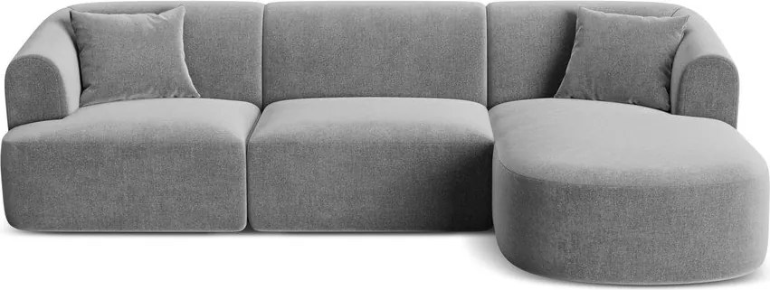 Jasnoszary aksamitny narożnik (prawostronny/z szezlongiem) Campi – Cosmopolitan Design