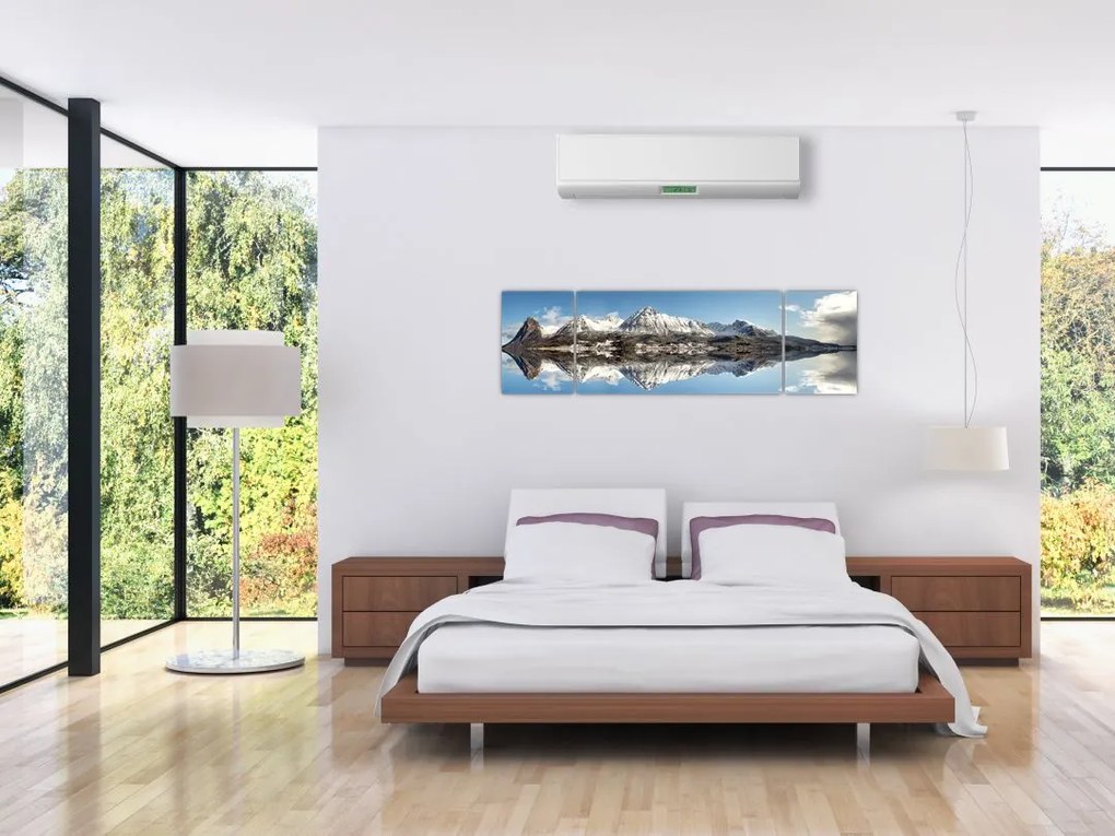 Obraz gór i ich odbicie (170x50 cm)