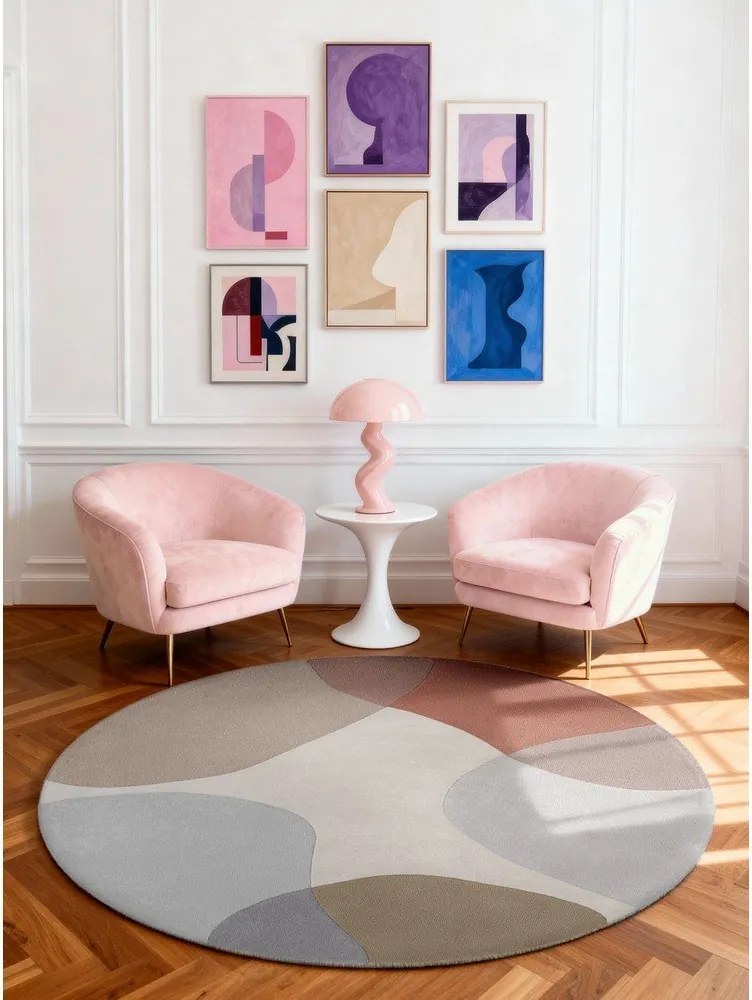 Beżowy wełniany okrągły dywan tkany ręcznie ø 200 cm Hackney Clarissa – Ted Baker