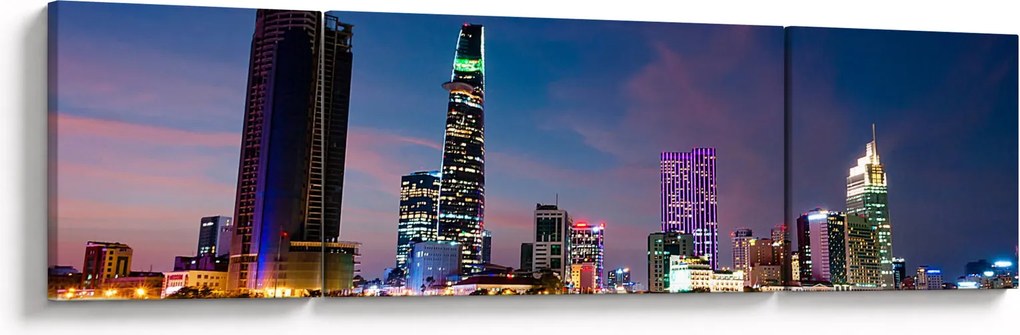 Obraz miasta nocą (170x50 cm)