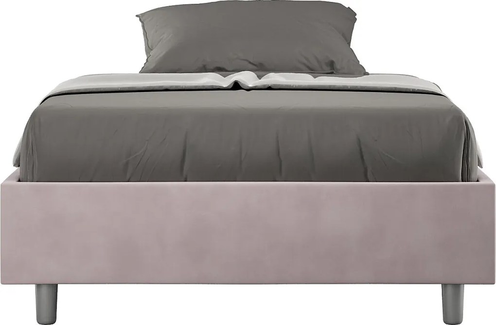 Łóżko wyposażone w stelaż z listwami tapicerowane 120x190 microfibra kolor lawendy Azelia