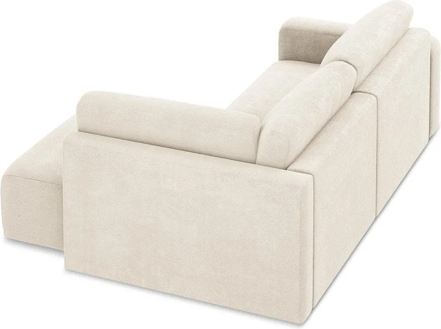 Kremowy rozkładany/ze schowkiem narożnik z tkaniny szenilowej (prawostronny/w kształcie litery L) Kona – Makamii