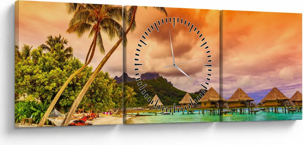 Obraz - Bora Bora Island (z zegarem) (90x30 cm)