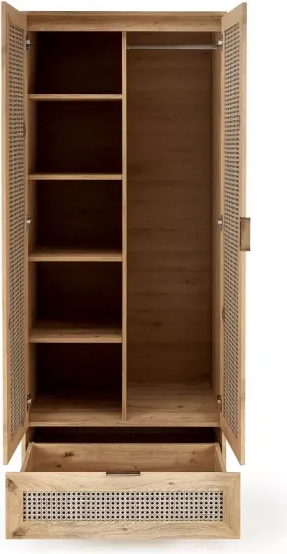 Designerska szafa CALVIRO S-1 w naturalnym odcieniu dąb artisan – idealna do wnętrz w stylu loft, boho i skandynawskim