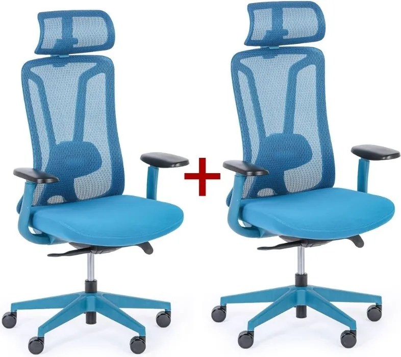 Krzesło biurowe MIDA 1+1 GRATIS, niebieski