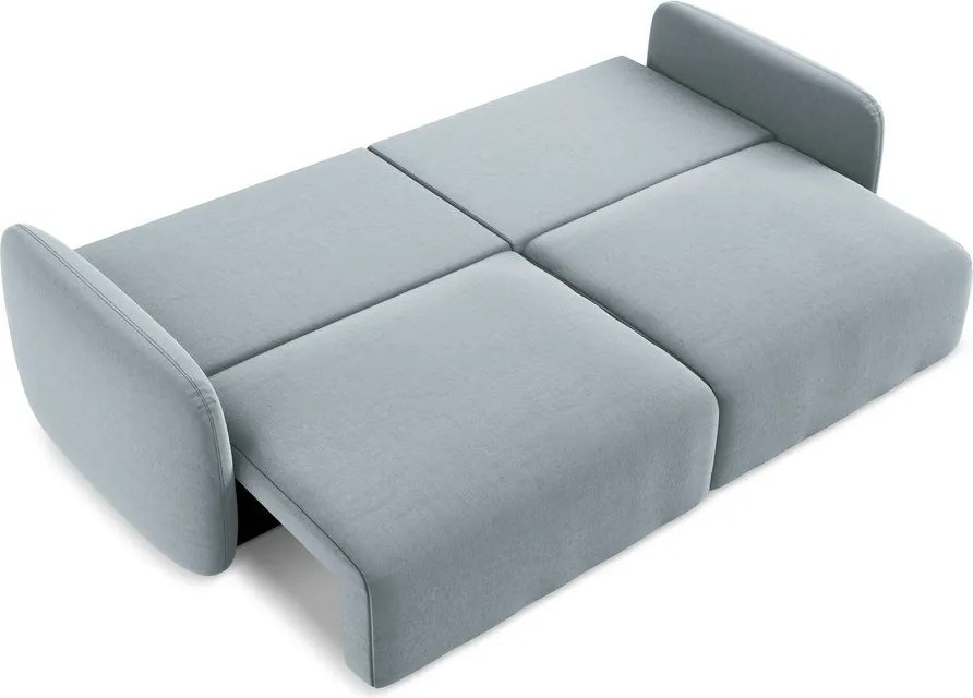 Niebieska aksamitna rozkładana/ze schowkiem sofa 238 cm Kalena – Makamii