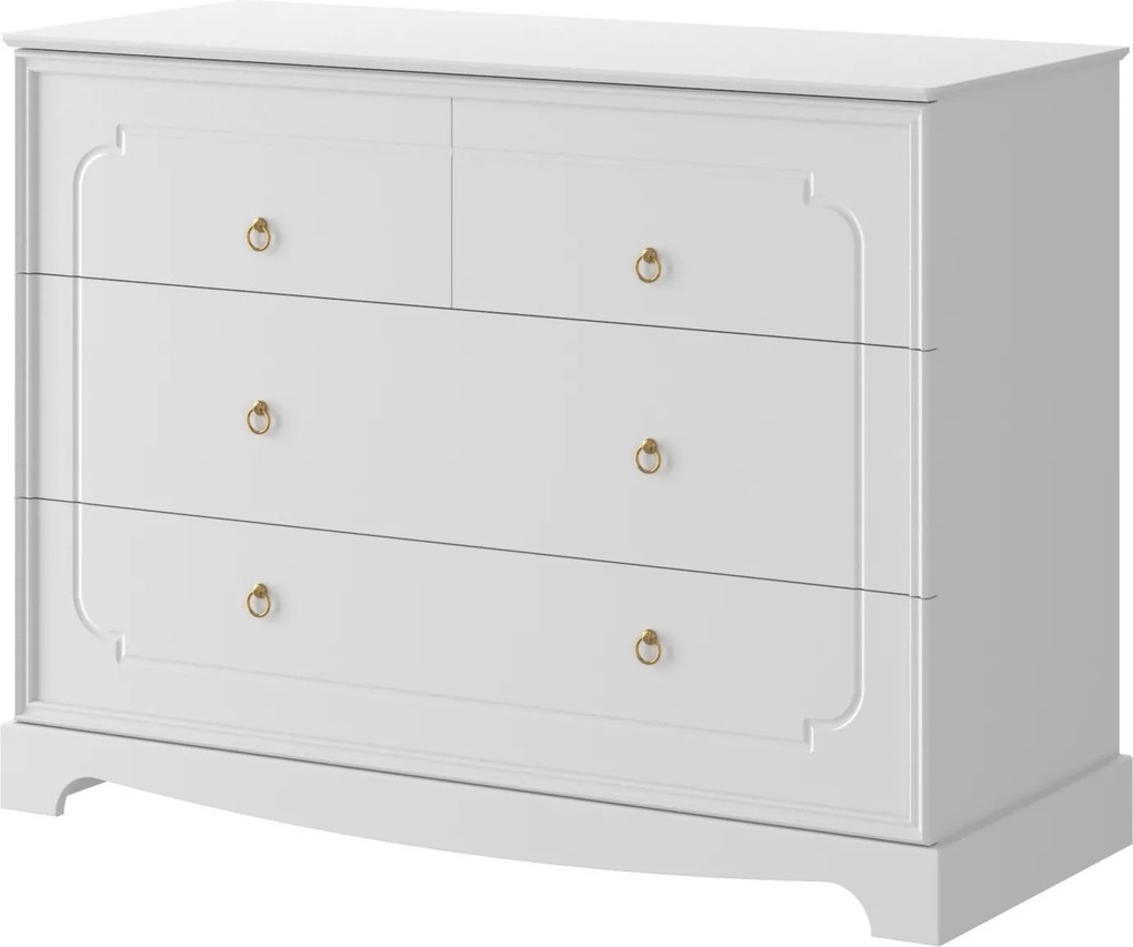 Biała komoda dziecięca z 4 szufladami Royal