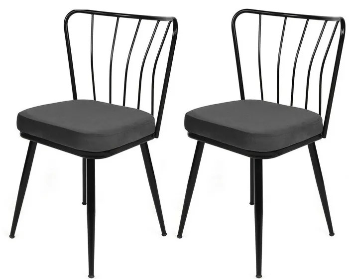 Zestaw krzeseł do jadalni Yildiz Anthracite  and Black, 2 szt., 2 szt.
