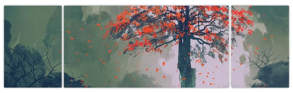 Obraz samotnego czerwonego drzewa (170x50 cm)
