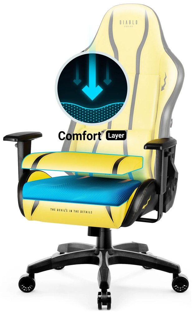 Fotel gamingowy Diablo X-One 2.0 Normal Size, Electric Yellow