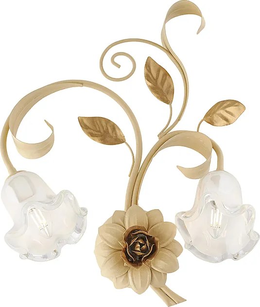 Kinkiet koszykowy z żelaza lakierowanego na kolor kości słoniowej z 2 światłami .42 D.20 BL274-AP2-AV