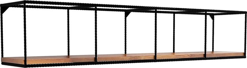Skandynawska półka ścienna – 120 cm x 30 cm x 30 cm – orzech i czerń – 100% drewno sosnowe