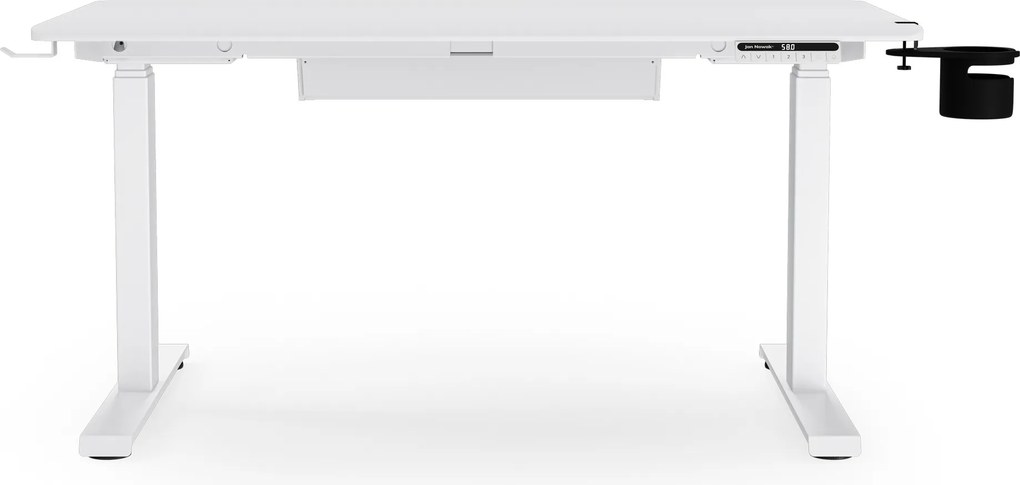 Biurko elektryczne z regulacją wysokości ergonomiczne białe,1200x600 mm: ARIA