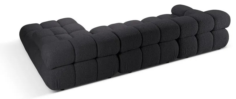 Antracytowy narożnik modułowy z materiału bouclé (prawostronny) Bellis – Micadoni Home