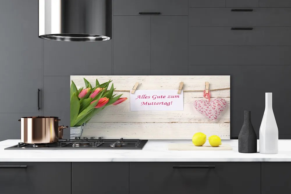 Panel Szklany Artystyczne Serce z Tulipanów