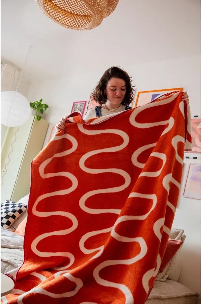 Pomarańczowy koc 150x200 cm Swirl – noo.ma