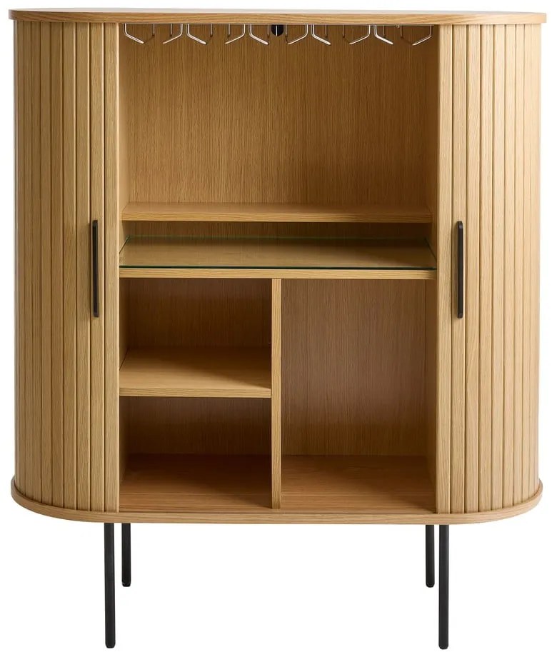 Szafka na wino w dekorze dębu z drzwiami przesuwnymi w naturalnym kolorze 100x118x40 cm Nola – Unique Furniture