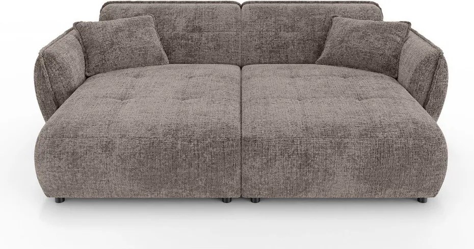 Szarobrązowa sofa z tkaniny szenilowej z szezlongiem 252 cm Nelia Big – Ropez