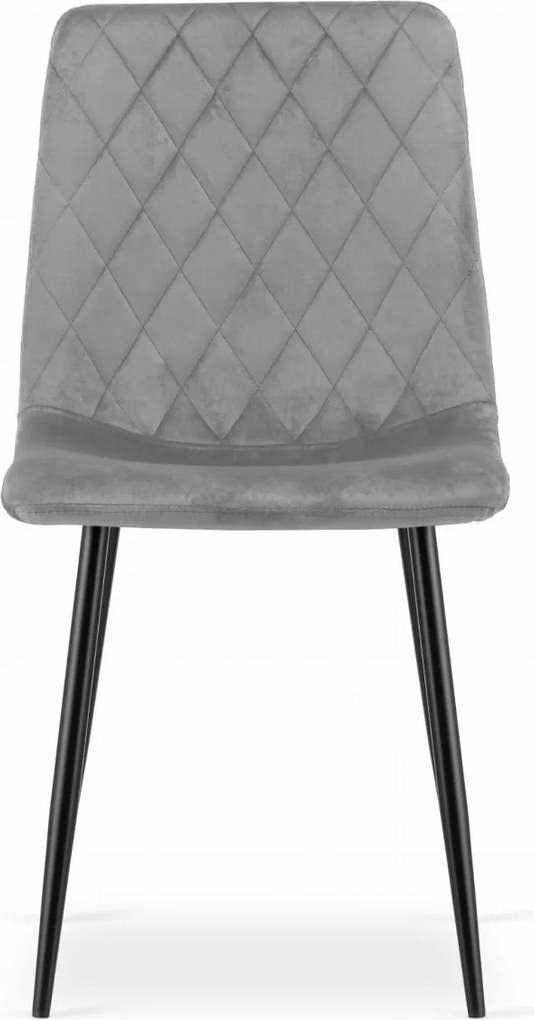 Szare aksamitne krzesło TURIN z czarnymi nogami