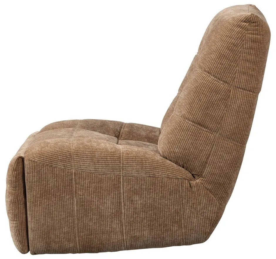 Jasnobrązowy częściowo rozkładany sztruksowy fotel wypoczynkowy Hein – WOOOD