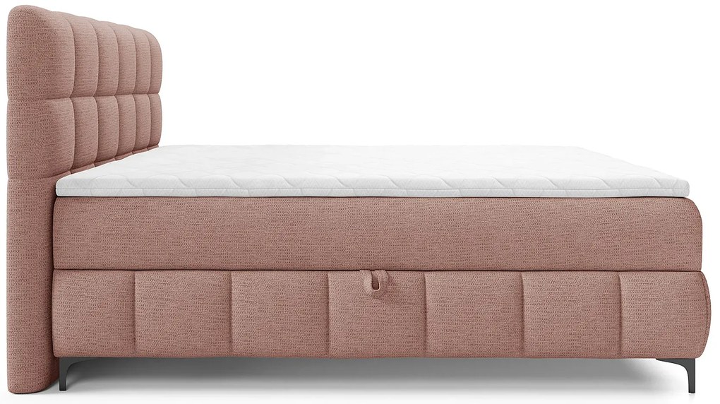 Jasnoróżowe łóżko tapicerowane z pojemnikiem 5 rozmiarów K5-P95