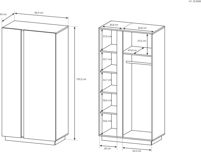 RACO Szafa 96 Dąb Artisan – Duża Szafa