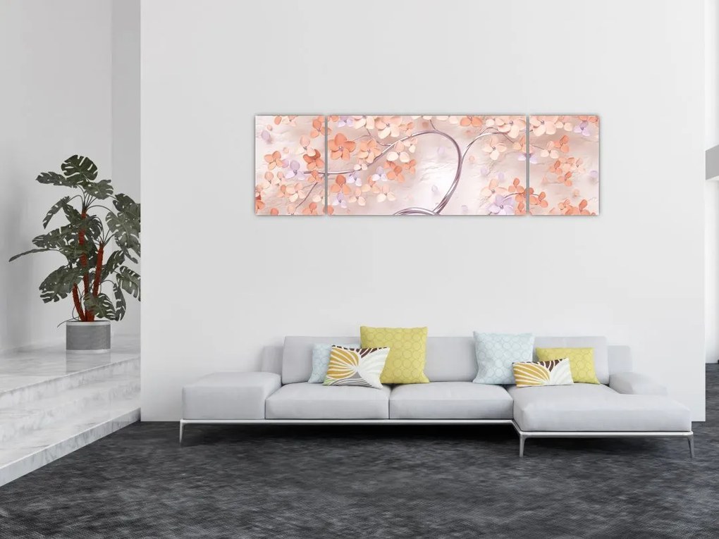 Obraz kwiatów drzewa koralowego - abstrakcja (170x50 cm)