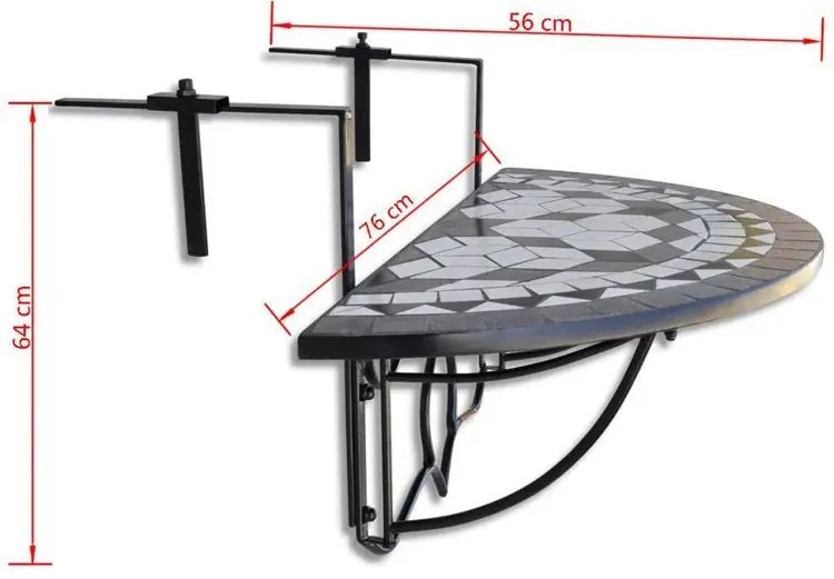 Czarno-biały stolik mozaikowy na balkon M3-M77