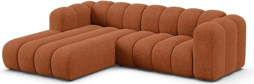 Ceglasty narożnik z tkaniny szenilowej (lewostronny/z szezlongiem) Lupine – Micadoni