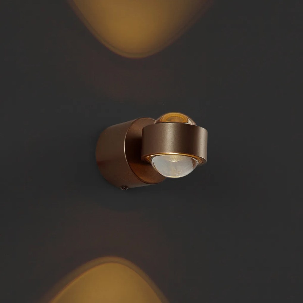 Designerski kinkiet ciemny brąz z LED IP44 - Lens