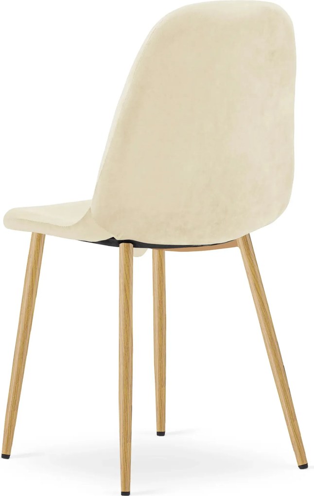 Jasnobeżowe metalowe krzesło tapicerowane welurem T3-H36