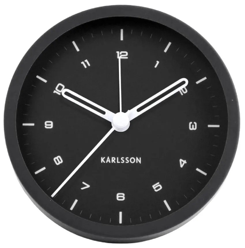 Czarny budzik Karlsson Tinge, ø 9 cm